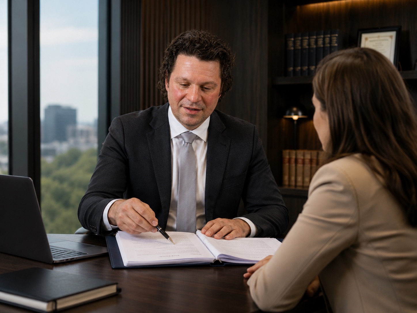 Fachanwalt von corelaw bespricht die Verteidigungsstrategie mit einem Mandanten